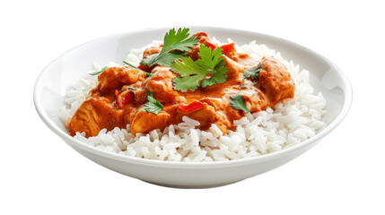 Chicken Tikka Masala Rice Bowl isolated on transparent png background. Generative ai 