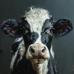 Close up portrait of a cow looking at the camera