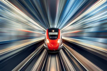 Foto op Plexiglas Front view of a high speed train coming toward the camera © grey