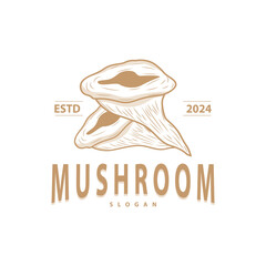 Mushroom Logo, Simple Minimalist Retro Plant Silhouette Plantation Design Business Brand