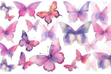 delicate illustration purple side design postcards wedding invitations romantic composition parties pink a large top set butterflies watercolor