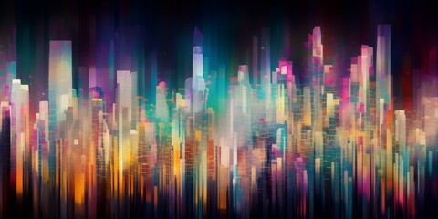 Ethereal cityscape in vibrant hues, resembling a digital painting