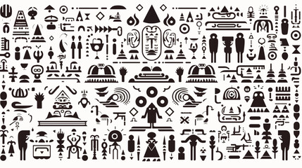A geometric pattern of hieroglyphs and ancient symbol - obrazy, fototapety, plakaty