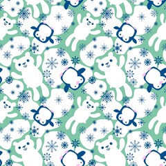 Christmas animals seamless polar white bears and ice pattern for wrapping paper and kids print and new year accessories