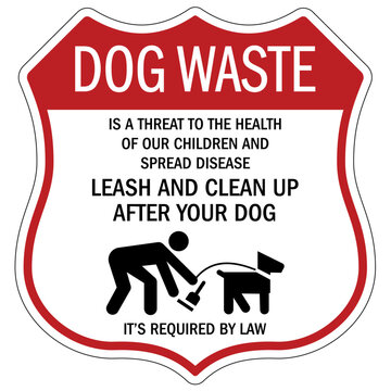 Clean up dog poop sign dog waste is a threat to the health of our children and spread disease