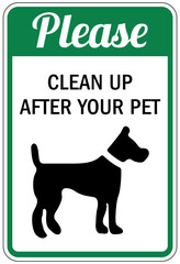Clean up dog poop sign