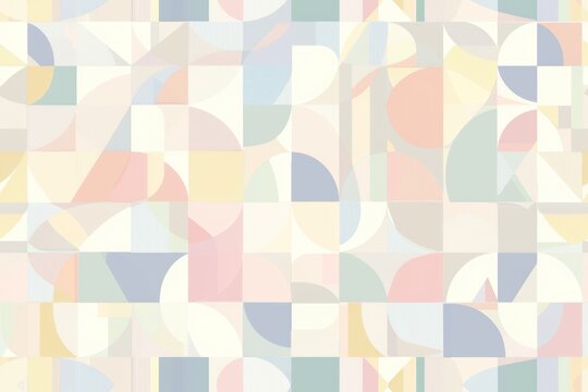 Pastel Elegance: Soft Seamless Pattern of Geometric Shapes - Triangles and Squares