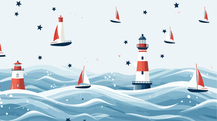 A geometric pattern of ships sailing on waves with