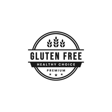 Gluten free logo or gluten free seal vector isolated. Gluten free logo or seal for healthy diet products. Gluten free logo or stamp for diet support products.