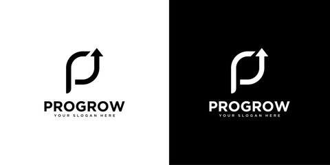 initial letter P growth logo design template element