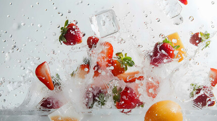 Vegetables water splash food. Generate Ai