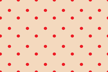 Red dots on nude background. SEAMLESS VECTOR PATTERN FOR DESIGN AND DECORATION. 