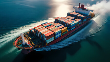 Fototapeta premium Container cargo ship, logistics import and export and transportation industry background