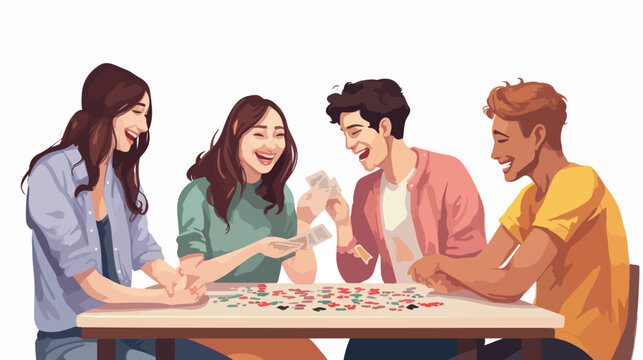 A group of friends playing board games with laughter