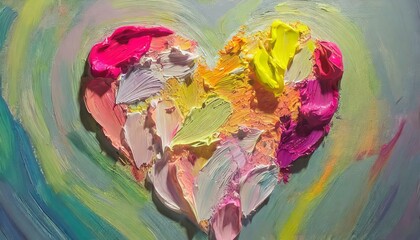 Heart illustration, colorful texture art in oil painting style that is fun to look at.
