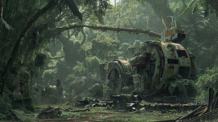 Abandoned warmachines in the forest