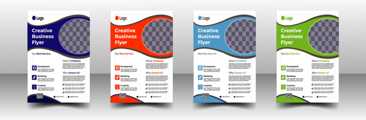 Digital Marketing Agency Flyer, Business Marketing Flyer Set,corporate Business Flyer Template Design Set With Blue, Yellow And Green Color.digital Marketing New Flyer.Corporate business flyer templat