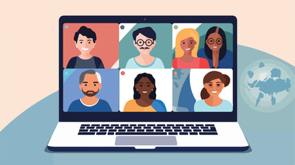 A group video chat with avatars from different 