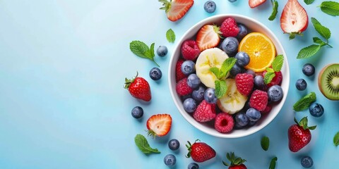 Healthy fruit banner, social media post, copy space