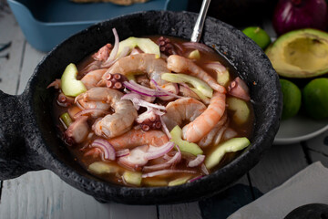 Fresh seafood plate,point of view