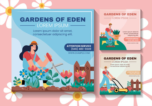 Gardening Blue and Pink Social Media