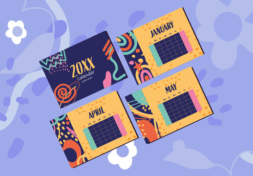 Colorful Abstract Modern Yearly Calendar Template