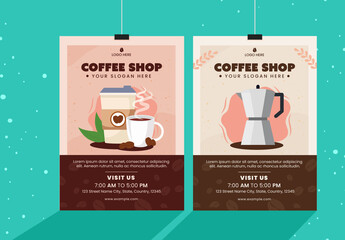 Beige and Brown Illustrative Coffee Flyer