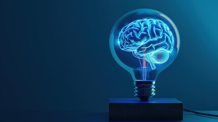 Lamp and brain symbol of mind and intelligence. Concept idea in business and education, startup and entrepreneurship.