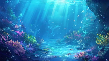 Photo sur Plexiglas Bleu Undersea world. Landscape underwater in the sea or ocean. Marine nature background.
