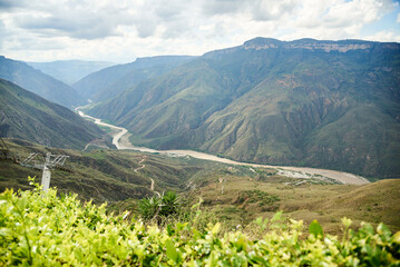 Chicamocha Canyon, mountainous landscape of the Colombian Andes, in Santander, Colombia.