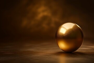 Polished Golden Sphere of Excellence, dark background, flawless, reflective surface, perfection