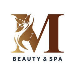 Vector letter m logo design for beauty with creative style - obrazy, fototapety, plakaty