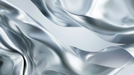 Abstract dynamic silver glossy wave background. AI generated image