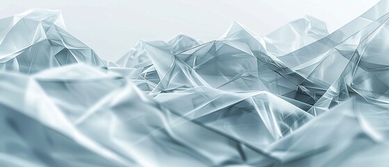Abstract Polygon in Shiny Glossy Transparent Surface: Futuristic Digital Wave Form