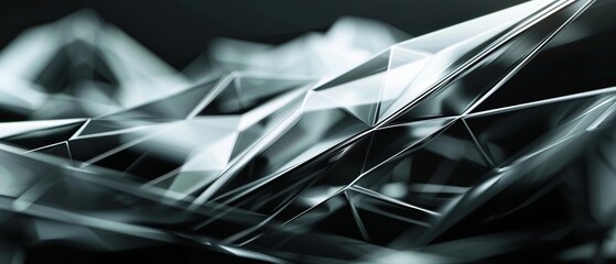 Abstract Polygon in Shiny Glossy Transparent Surface: Futuristic Digital Wave Form