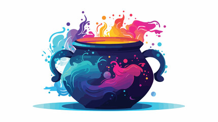 A magical potion bubbling in a cauldron with swirli