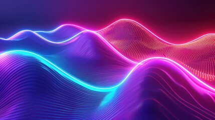 3d render, colorful futuristic background with abstract dynamic shape glowing neon lines.