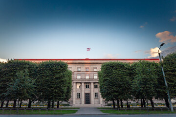 Main facade of the Latvijas Republikas Ministru kabinets, also called the latvian cainet of...