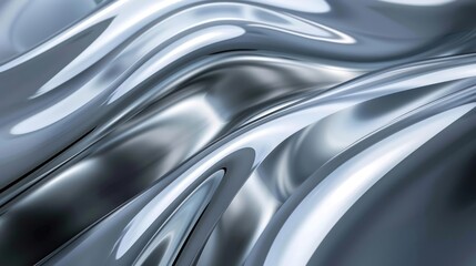 Fototapeta premium Abstract dynamic silver glossy wave background. AI generated image