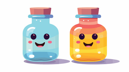 A medicine bottle with a smiley face cap and a rain