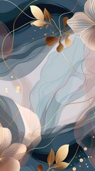 Ethereal Blooms: A Whimsical Symphony of Floral Elegance on Azure Canvas. Generative AI.