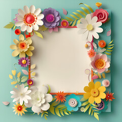 frame with flowers and butterflies