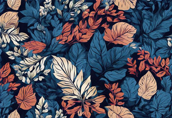 Leaves seamless pattern. stock illustration