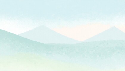 シンプルな淡い山並みの背景イラスト