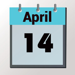 vector calendar page with date April 14, light colors