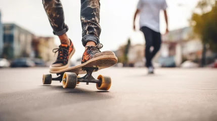 Zelfklevend Fotobehang skater on a skateboard © qaiser