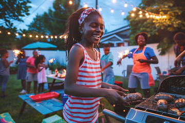 Childs Delight at a Twilight Backyard Barbecue Party