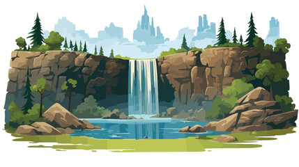 A national park scene with a majestic waterfall 