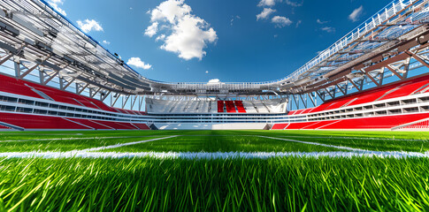 field view of an empty modern soccer stadium
