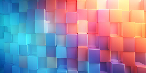 Abstract colorful background with cubes 3d render illustration AI Generative